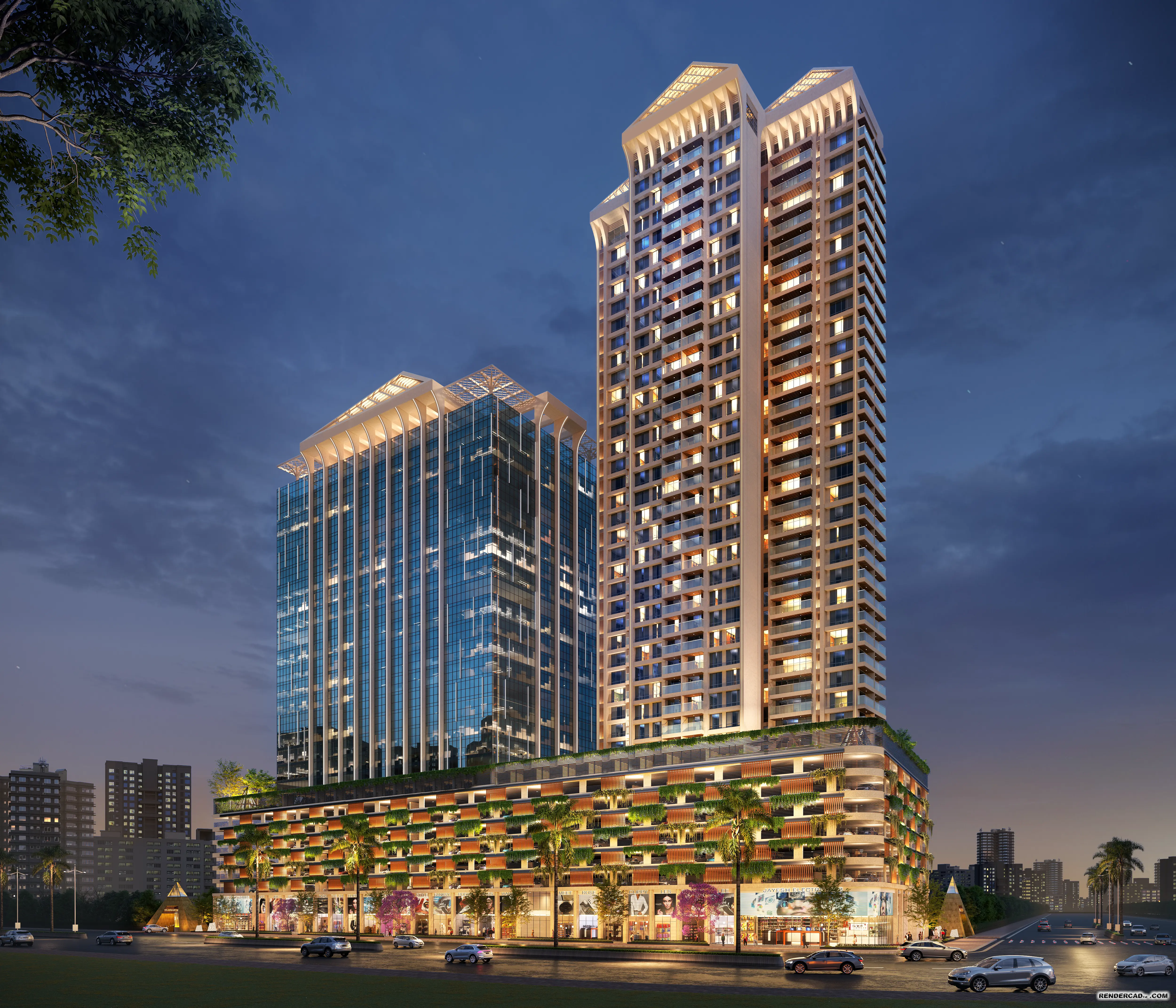 Night View of Sai World Pyramid